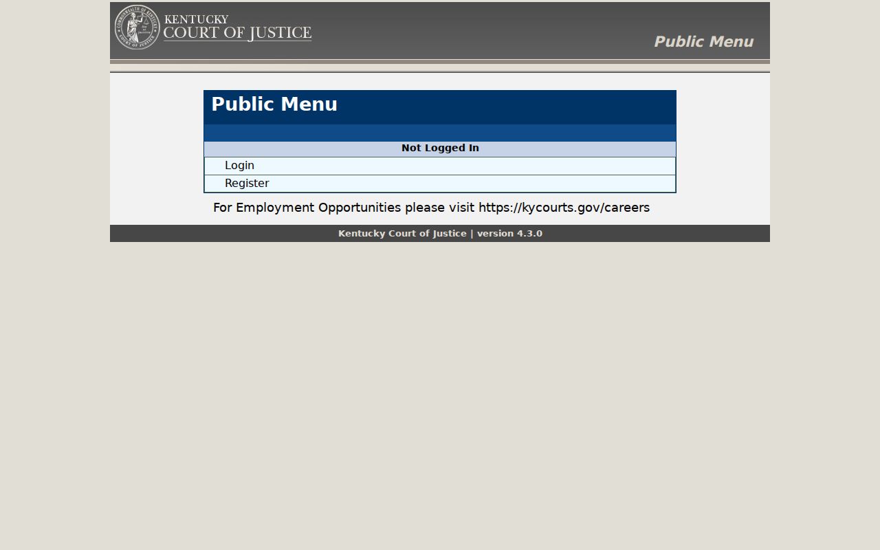 Daviess County criminal court case FastCheck report menu